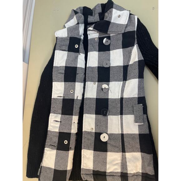 JJ Basics Black and White Checkered Button Up Jacket Size Small - Picture 7 of 7